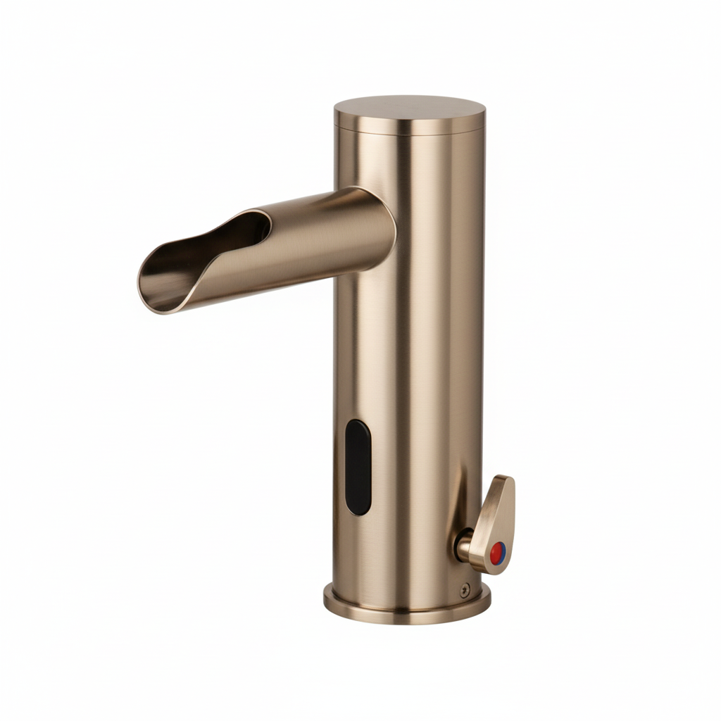 Sensomatica Waterfall Sensor-Wasserhahn aus gebürstetem Nickel, Modell Orte