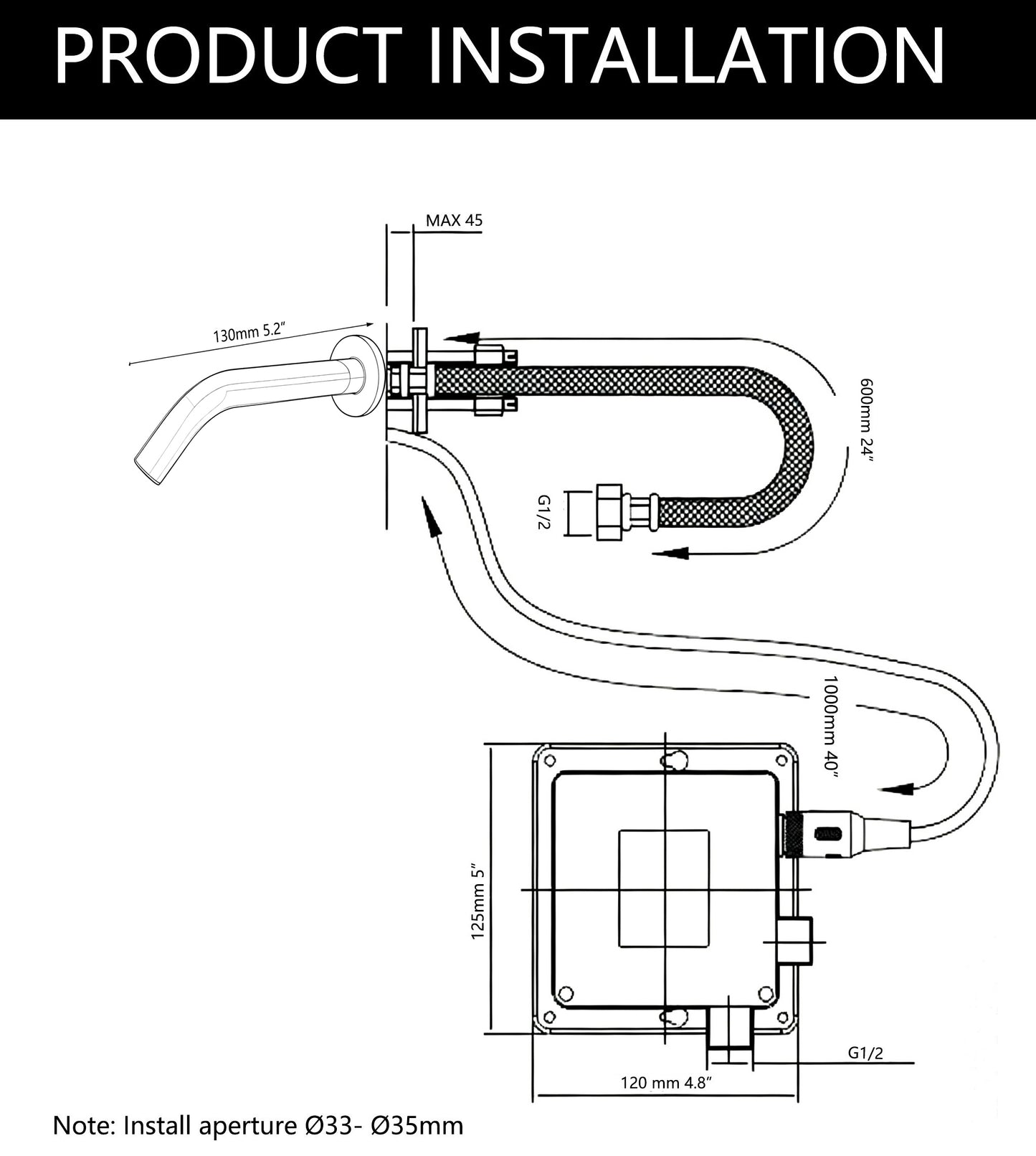 Pesaro brushed nickel short model 130 MM