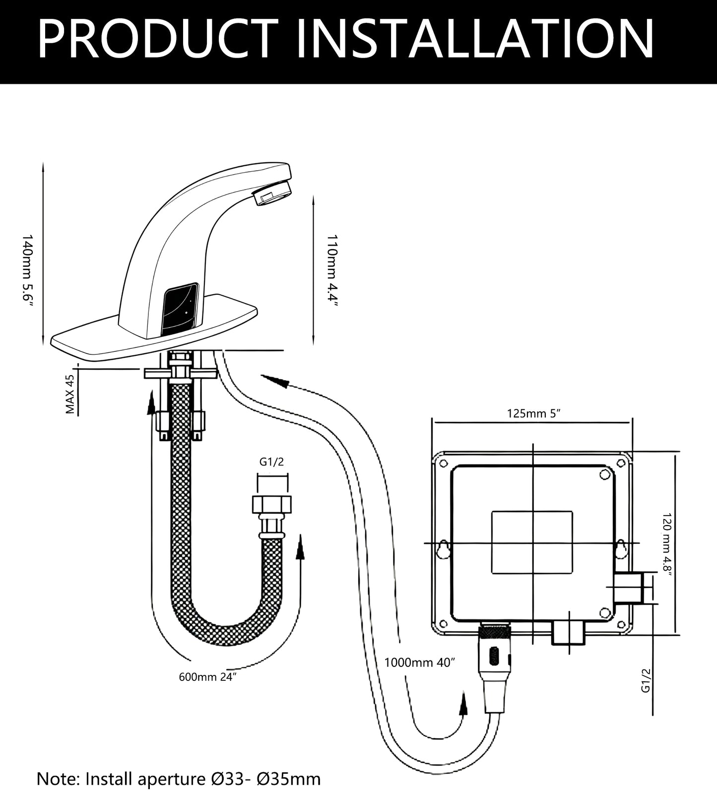 Bella gold colored sensor tap cold model