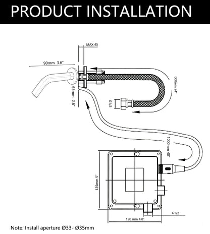 Sensomatica Pesaro Zwarte Sensor Kraan – Kort model 90 mm