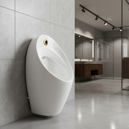 Sensomatica sensor urinoir – wit keramiek  geborsteld goud