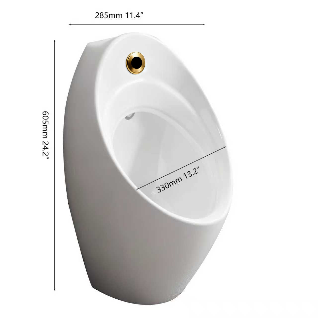 Sensomatica sensor urinoir – wit keramiek  geborsteld goud