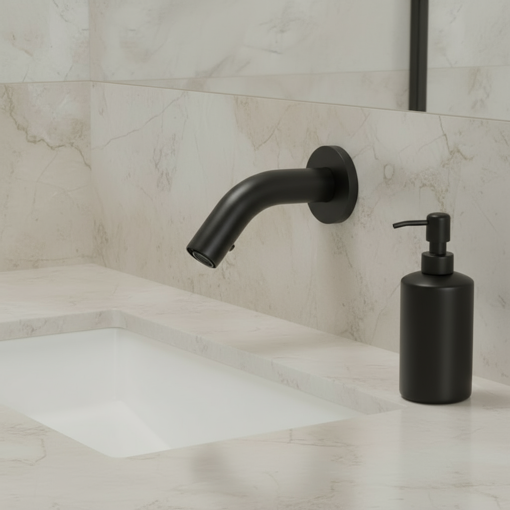 Sensomatica Pesaro Zwarte Sensor Kraan – Kort model 90 mm