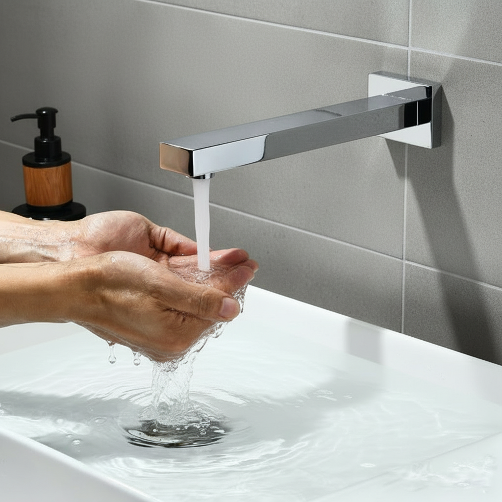 Sensomatica SquareFlow wand sensorkraan chroom