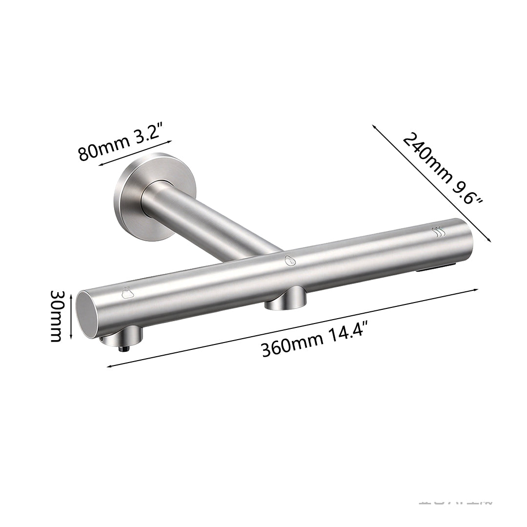 Sensomatica 3-in-1 sensor wandkraan geborsteld nikkel