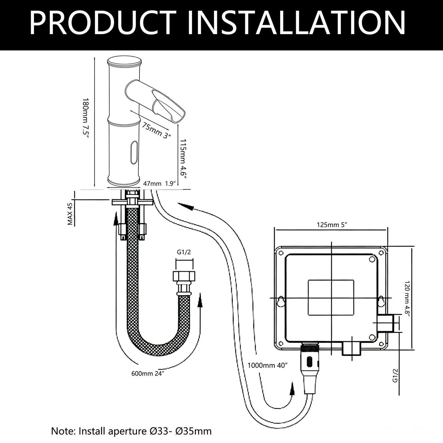 Sensomatica Kyoto Compact Sensor Kraan Zwart