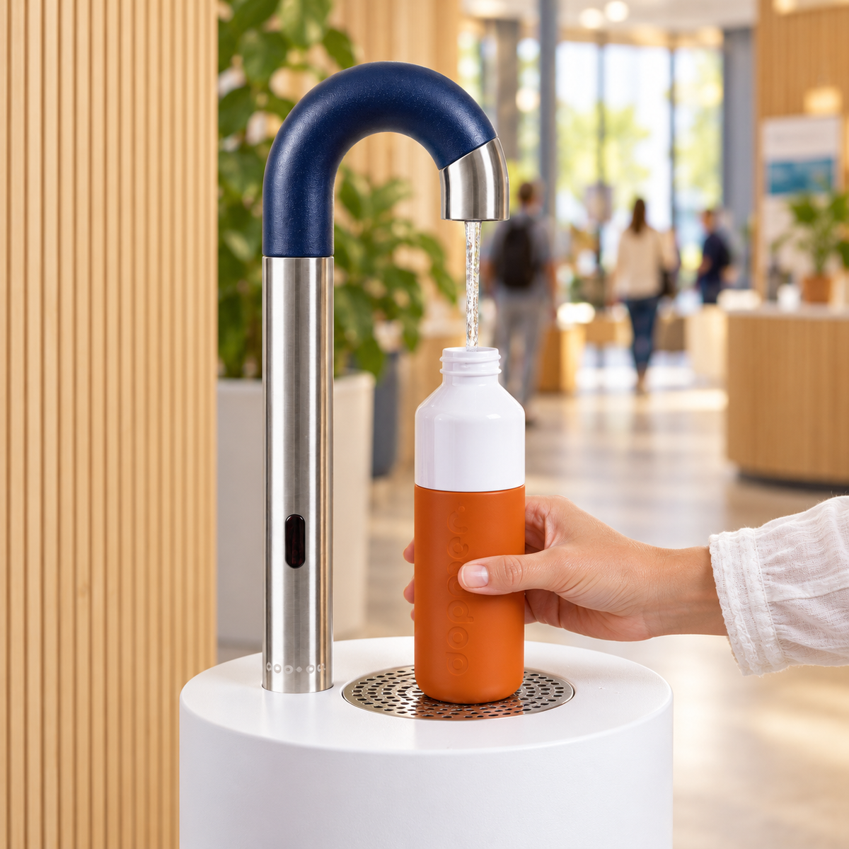 Dopper sensor watertap RVS Blauw – Contactloos flessen vullen