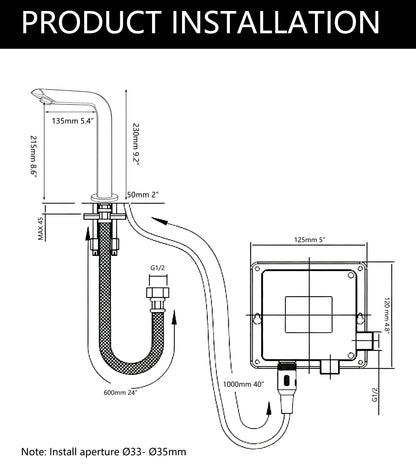 Sensomatica sensor wastafelkraan zwart 230 mm