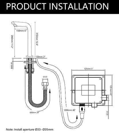 Sensomatica Sensor-Waschtischarmatur schwarz 310 mm