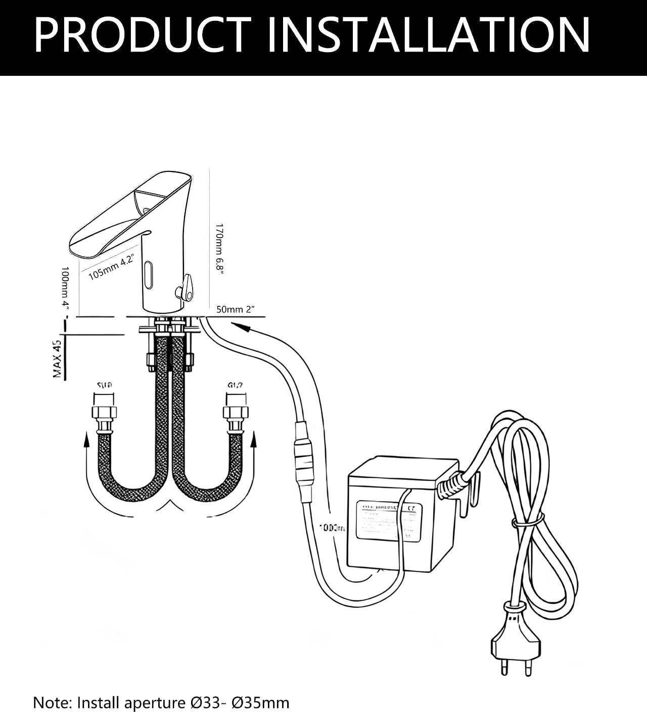 Sensomatica Schwarzer Sensor-Wasserhahn – Intelligentes Wasserfall-Design