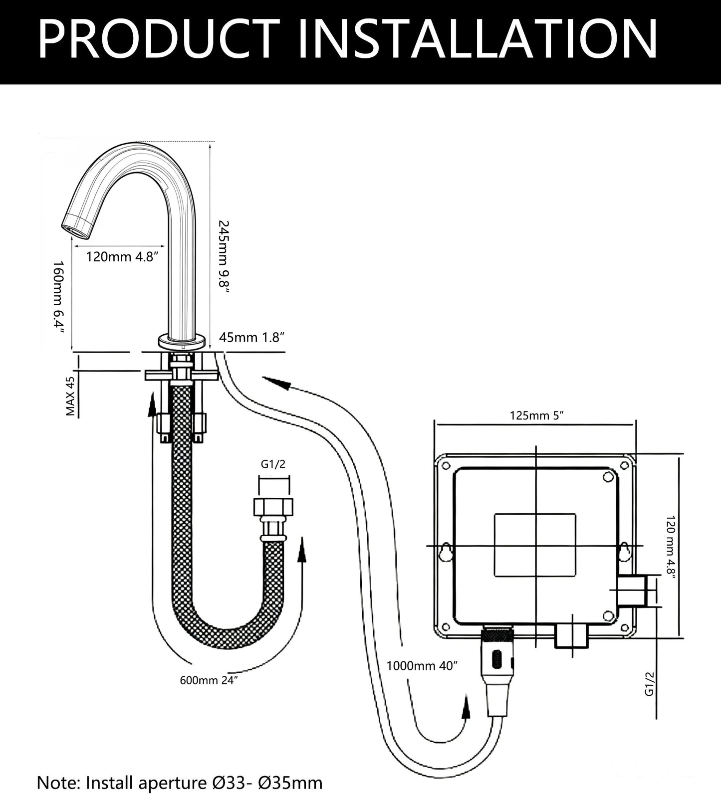 Sensomatica Black Sensorarmatur Cesaro 245 MM kalt