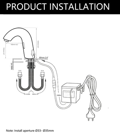 Sensomatica Grande Rubinetto Sensor-Wasserhahn, schwarzes Warm- und Kaltmodell