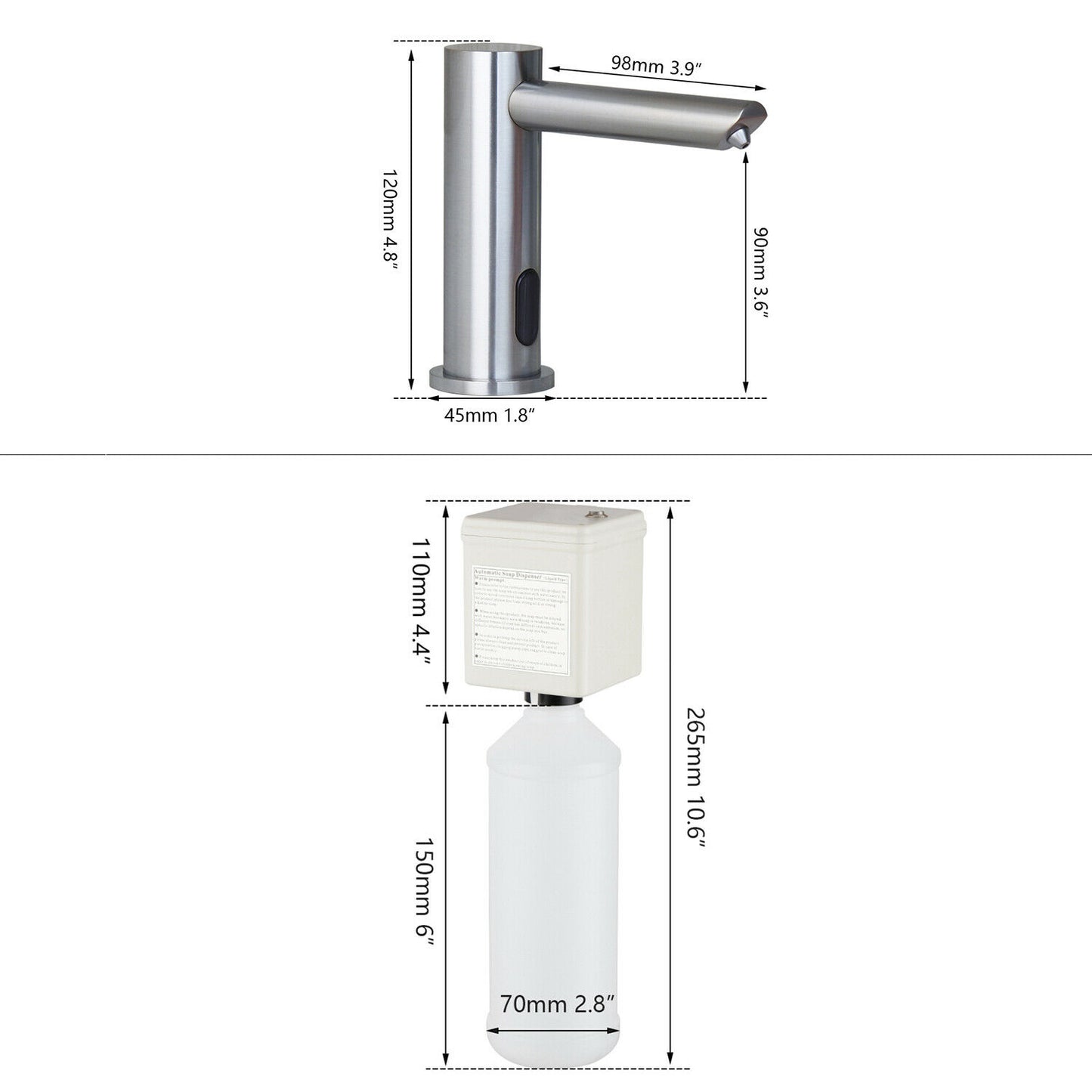 Sensomatica geborsteld nikkel zeep dispenser