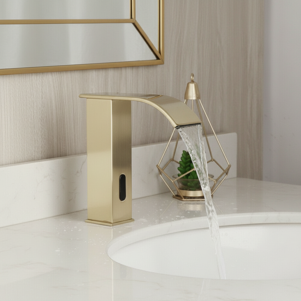 Sensomatica Bent Sensorarmatur gebürstetes Gold Kaltwasserversion