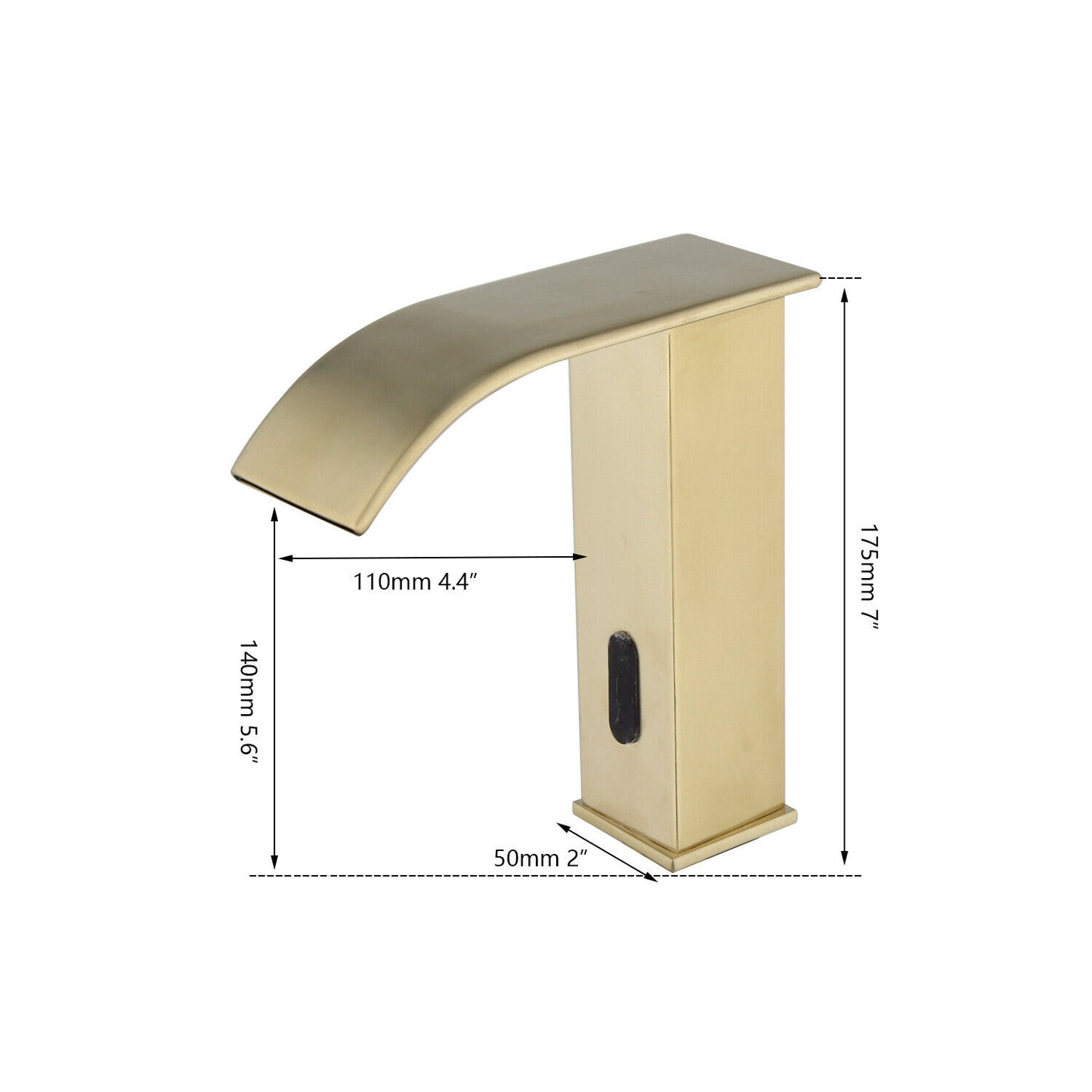 Bent brushed gold sensor tap cold water version