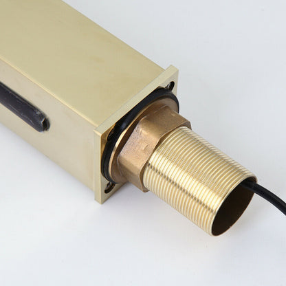 Bent brushed gold sensor tap cold water version