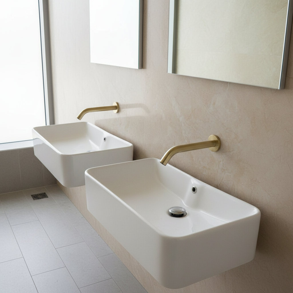 Sensomatica Pesaro Sensorarmatur in gebürstetem Gold, Kaltwassermodell