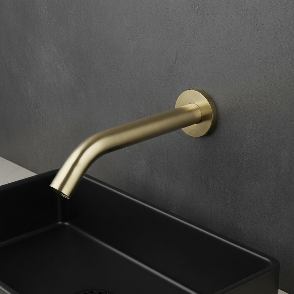 Sensomatica Pesaro geborsteld goud sensorkraan kort model 130 MM