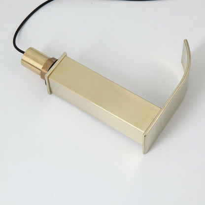 Bent brushed gold sensor tap cold water version