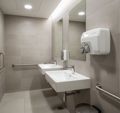 Mediclinics Automatische Handendroger | Wit gepoedercoat staal Saniflow