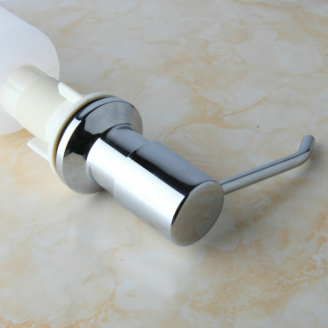 Chrome built-in soap dispenser