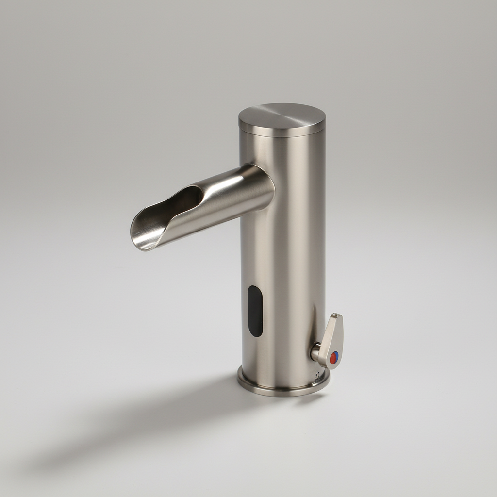 Sensomatica Waterfall Sensor-Wasserhahn aus gebürstetem Nickel, Modell Orte